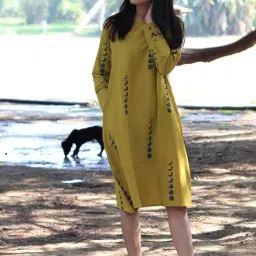 Chidiyaa Yellow Eclipes Block Printed Dress-picture-9