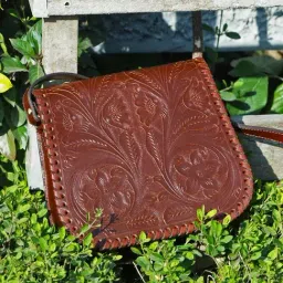 Celtic Brown Artisan Textured Leather Cross Body Bag-picture-40