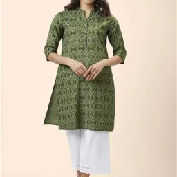 Rangmanch by Pantaloons Green Cotton Printed Straight Kurta-picture-10