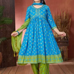 BAESD Girls Ethnic Motifs Printed Empire Anarkali Kurta-picture-20