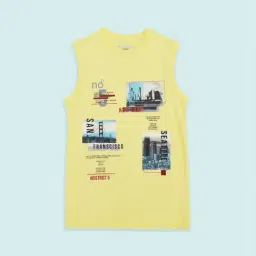 Pantaloons Junior Yellow Cotton Printed T-Shirt-image-80