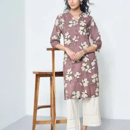 Rangmanch By Pantaloons Purple Regular Fit Floral Print Kurta image 4