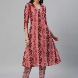 Kami Kubi Pink Cotton Printed Kurta Pant Set-image-23
