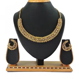 VATSALYA creation Gold Artificial Stones Necklace & Earring With Maangtika Set image 1