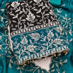 BlissFlair Women Embroidered Vichitra Unstitched Dress Material-picture-23