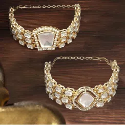 Zaveri Pearls Pack of 2 Gold Tone Austrian Diamonds Stones Fusion Bracelets-picture-18