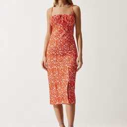 Happiness istanbul Floral Printed Sheath Midi Dress-picture-24