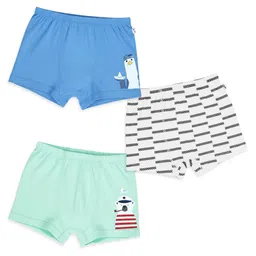 Plan B Cotton Knit Pack Of 3 Sailor Bear And Penguin Printed Boxers - Multi Colour-picture-16