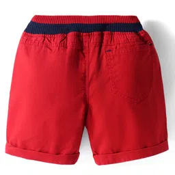 Olio Kids Cotton Knit Above Knee Length Shorts with Text Print - Red image 2