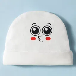 Bubble Pop 100% Cotton Interlock Knit Printed Cap Mittens & Booties White - Diameter 10.5 cm image 2
