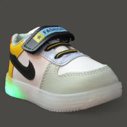 NEW STEPS Colour Blocked With Velcro Closure LED Shoes - Yellow image 3