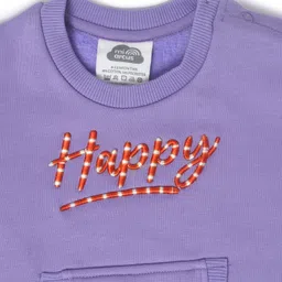 Mi Arcus  Cotton Full Sleeves Happy Text Embroidered Sweatshirt Purple image 4