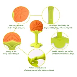 Badal Kidz Bpa Free 100 % Silicone Fruit Shape Teether And Fruit Feeder - Orange & Pink (Pack Of 2) image 3