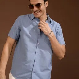 BAESD Men Standard Spread Collar Solid Polycotton Casual Shirt-image-47