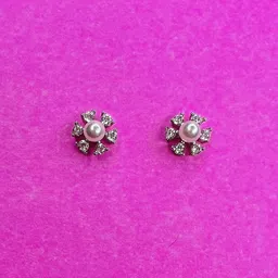 Arte Jewels Sterling Silver American Diamond Studded Circular Studs-picture-41