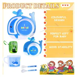 FunBlast Eco-Friendly Bamboo Fiber Baby Dinner Set of 5 Pieces - Multicolor image 4