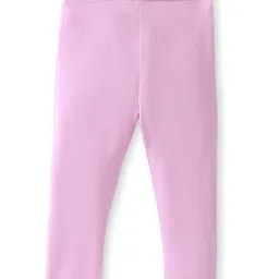 Babyoye Cotton Full Length Leggings With Solid Color & Floral Print Pack of 2 - Pink image 5
