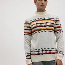 The Roadster Life Co. Geometric Self-Design High-Neck Acrylic Pullover image 3