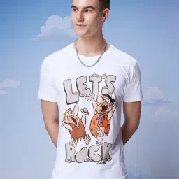 Bewakoof Official Cartoon Network Merchandise White Regular Fit Graphic Print Crew T-Shirt-image-68