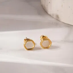 Palmonas Hexagon Matte Stone Stud Earrings for Women-picture-34