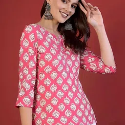 Anouk Rustic Women Ethnic Motifs Printed Notch-Neck Short Kurti image 3