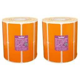 Tudko 38x25 mm 80 GSM 2 UP Self Adhesive Paper Label Orange (Pack of 2 Pcs)-picture-31