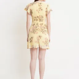 DODO & MOA Yellow Printed A-Line Dress image 2