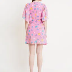 DODO & MOA Pink Printed A-Line Dress image 2