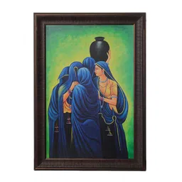 eCraftIndia Blue & Green Group of Women UV Wall Art-picture-22