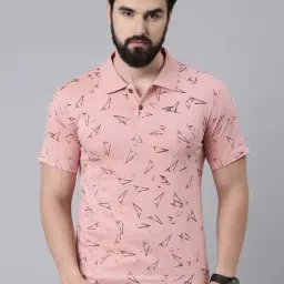 Kryptic Pink Regular Fit Printed Cotton Polo T-Shirt-picture-30