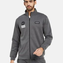 Octave Dark Grey Melange Regular Fit High Neck Sweatshirt-picture-18