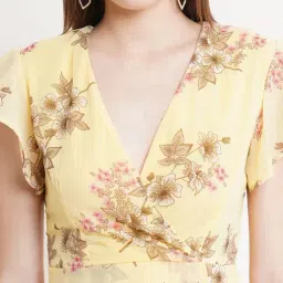 DODO & MOA Yellow Printed A-Line Dress image 5