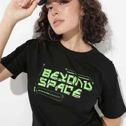 The Roadster Life Co. Oversized Fit Typography Printed Pure Cotton T-shirt-image-19