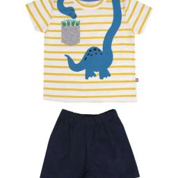 Nino Bambino Kids Yellow & Blue Cotton Printed T-Shirt Set-picture-31