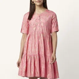 Akkriti by Pantaloons Pink Printed A-Line Dress-image-7