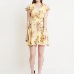 DODO & MOA Yellow Printed A-Line Dress image 4