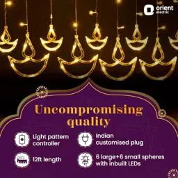 Orient Joy Lite 5 W 3.66 m(12 ft) 5 W Diya Led Curtain Light Warm White image 3