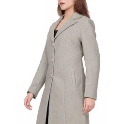 Hallinton Women Single Breasted Notched Collar Longline Overcoat-image-57