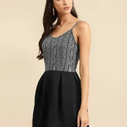 DODO & MOA Black Printed A-Line Dress image 3