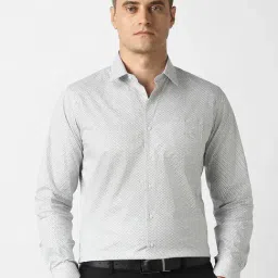 Van Heusen White Cotton Slim Fit Printed Formal Shirt-picture-16