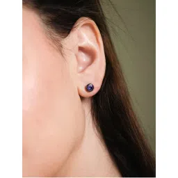 Velvet Imperial Fine Ruthenium Plated Dexter Minimal Black Amethyst Studs Earrings-picture-21