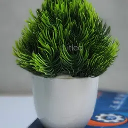 Litleo Plastic Mini Artificial Plant with Pot, Multiple Designs, for Home, Office Decor, Gift, School Project, Art (Set of 4 Green) image 5