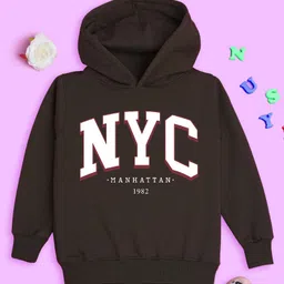NUSYL Full Sleeves Nyc Text Printed Sweatshirt  - Brown-image-65