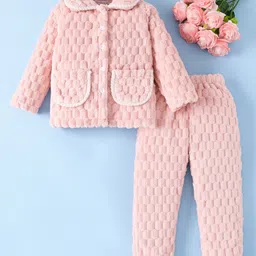 Mark & Mia Full Sleeves Winter Wear Night Suit With Textured Design - Pink-picture-21
