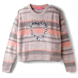 Wingsfield Full Sleeves Sequins Embellished Heart Designed Sweater - Multi Colour image 1