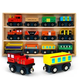 TinkerBox Premium Wooden Toy Train Set with 12-Magnetic Pieces & Storage Box-picture-24