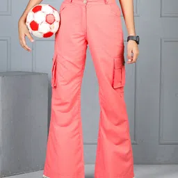 Cutiekins Woven Solid Flared Cargo Pants - Coral-picture-19