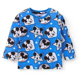 Babyhug Disney Single Jersey Knit Full Sleeves Night Suits with Stripes & Mickey Mouse Graphics Pack of 2 - Orange & Blue image 2