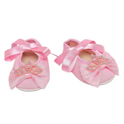Daizy Stones Embellished Tiara Designed Booties - Pink image 3