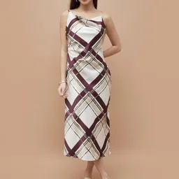 CODE by Lifestyle Women Checked Slip Sheath Midi Dress-image-77